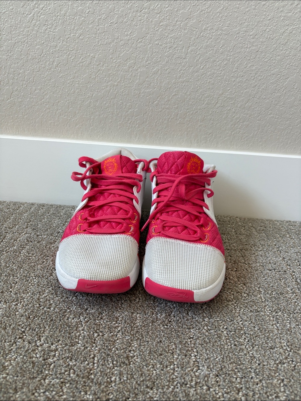 Girls Athletic Sneakers in Hot Pink and White - Brand Unknown